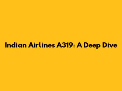 Indian Airlines A319: A Deep Dive