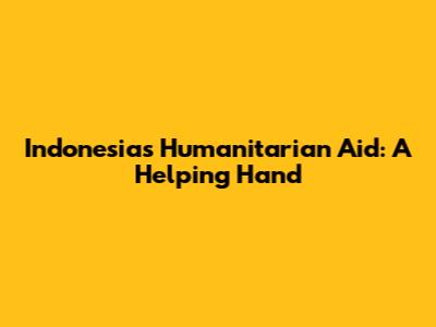 Indonesia's Humanitarian Aid: A Helping Hand
