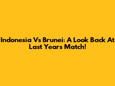 Indonesia Vs Brunei: A Look Back At Last Year's Match!
