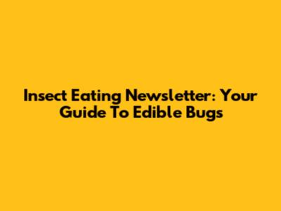 Insect Eating Newsletter: Your Guide To Edible Bugs