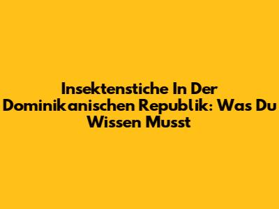 Insektenstiche In Der Dominikanischen Republik: Was Du Wissen Musst