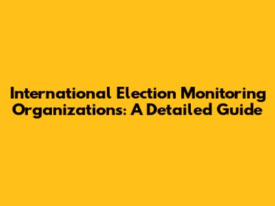 International Election Monitoring Organizations: A Detailed Guide
