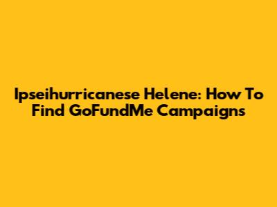 Ipseihurricanese Helene: How To Find GoFundMe Campaigns