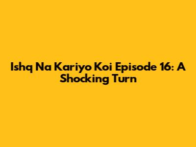 Ishq Na Kariyo Koi Episode 16: A Shocking Turn