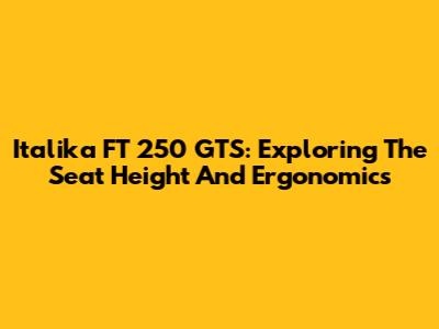 Italika FT 250 GTS: Exploring The Seat Height And Ergonomics