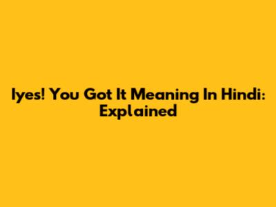 Iyes! You Got It Meaning In Hindi: Explained
