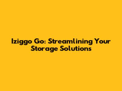 Iziggo Go: Streamlining Your Storage Solutions