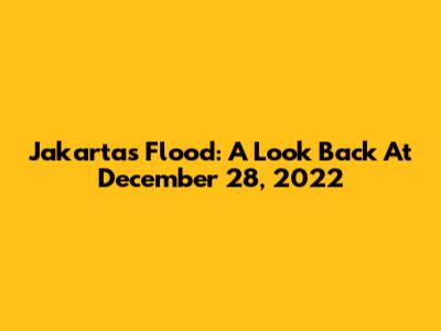 Jakarta's Flood: A Look Back At December 28, 2022