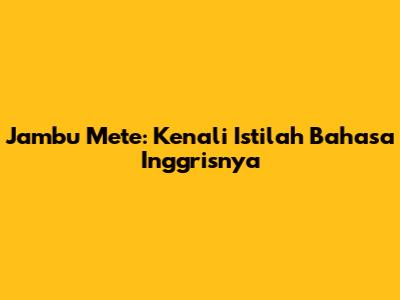 Jambu Mete: Kenali Istilah Bahasa Inggrisnya