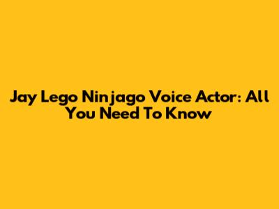 Jay Lego Ninjago Voice Actor: All You Need To Know