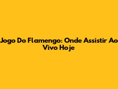 Jogo Do Flamengo: Onde Assistir Ao Vivo Hoje