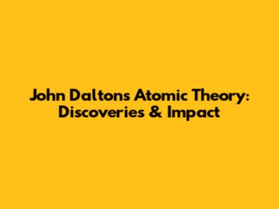 John Dalton's Atomic Theory: Discoveries & Impact