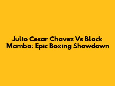 Julio Cesar Chavez Vs Black Mamba: Epic Boxing Showdown
