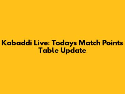 Kabaddi Live: Today's Match Points Table Update