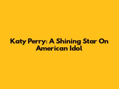 Katy Perry: A Shining Star On American Idol