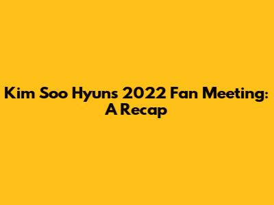 Kim Soo Hyun's 2022 Fan Meeting: A Recap
