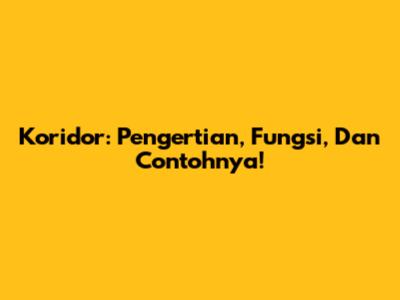 Koridor: Pengertian, Fungsi, Dan Contohnya!