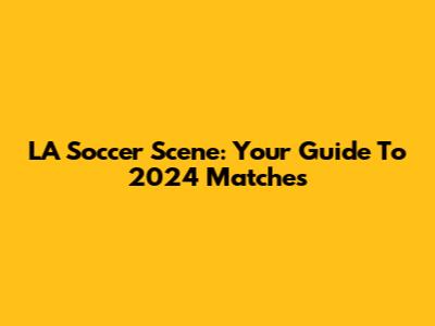 LA Soccer Scene: Your Guide To 2024 Matches