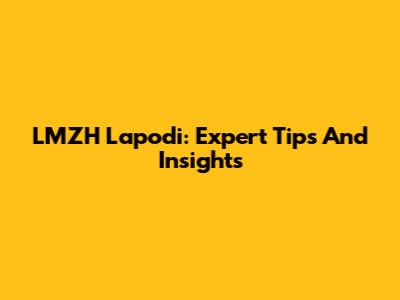 LMZH Lapodi: Expert Tips And Insights
