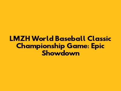 LMZH World Baseball Classic Championship Game: Epic Showdown
