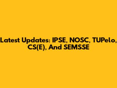 Latest Updates: IPSE, NOSC, TUPelo, CS(E), And SEMSSE