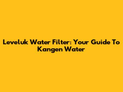 Leveluk Water Filter: Your Guide To Kangen Water
