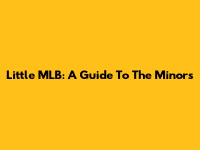 Little MLB: A Guide To The Minors