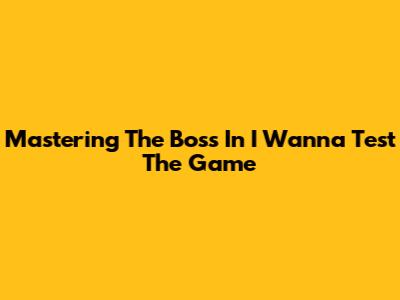 Mastering The Boss In I Wanna Test The Game