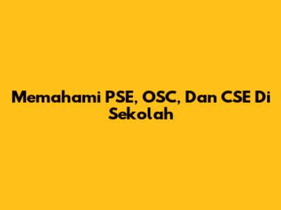 Memahami PSE, OSC, Dan CSE Di Sekolah
