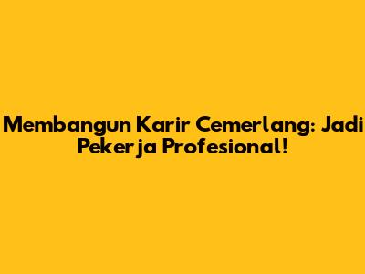 Membangun Karir Cemerlang: Jadi Pekerja Profesional!
