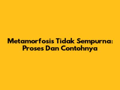 Metamorfosis Tidak Sempurna: Proses Dan Contohnya