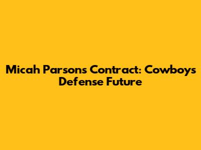 Micah Parsons Contract: Cowboys' Defense Future