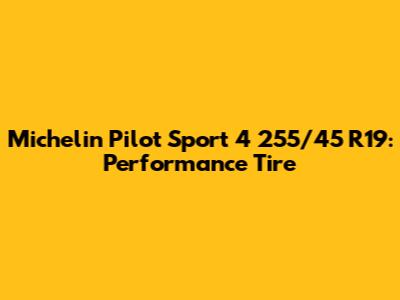 Michelin Pilot Sport 4 255/45 R19: Performance Tire