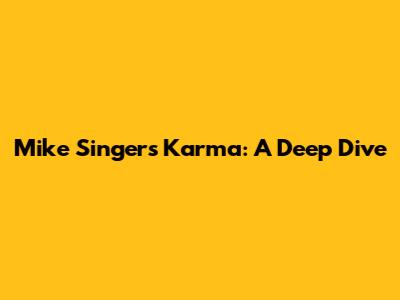 Mike Singer's Karma: A Deep Dive