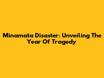 Minamata Disaster: Unveiling The Year Of Tragedy