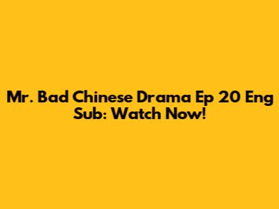 Mr. Bad Chinese Drama Ep 20 Eng Sub: Watch Now!