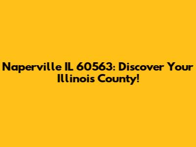 Naperville IL 60563: Discover Your Illinois County!