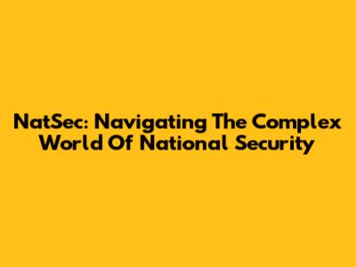NatSec: Navigating The Complex World Of National Security
