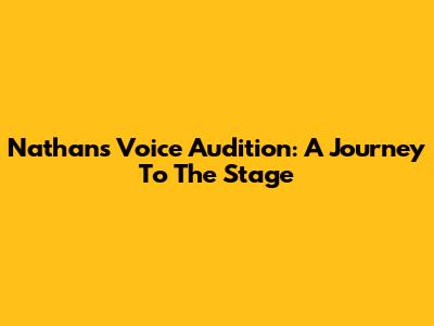 Nathan's Voice Audition: A Journey To The Stage