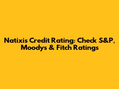 Natixis Credit Rating: Check S&P, Moody's & Fitch Ratings