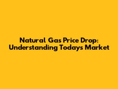 Natural Gas Price Drop: Understanding Today's Market
