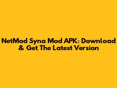 NetMod Syna Mod APK: Download & Get The Latest Version