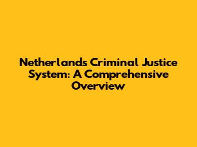 Netherlands Criminal Justice System: A Comprehensive Overview