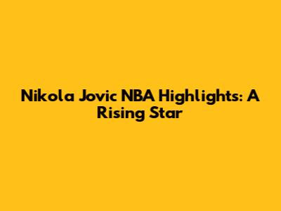 Nikola Jovic NBA Highlights: A Rising Star
