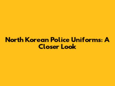 North Korean Police Uniforms: A Closer Look