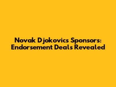 Novak Djokovic's Sponsors: Endorsement Deals Revealed