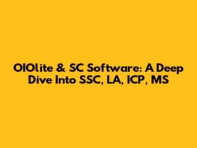 OIOlite & SC Software: A Deep Dive Into SSC, LA, ICP, MS