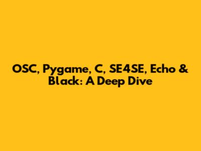 OSC, Pygame, C, SE4SE, Echo & Black: A Deep Dive
