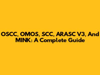 OSCC, OMOS, SCC, ARASC V3, And MINK: A Complete Guide