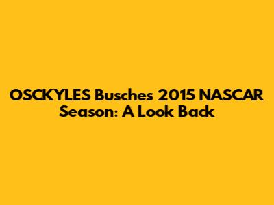 OSCKYLES Busche's 2015 NASCAR Season: A Look Back